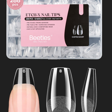 Soft Gel Nail Tips Short Almond 288pcs in 12 Sizes Etch-X