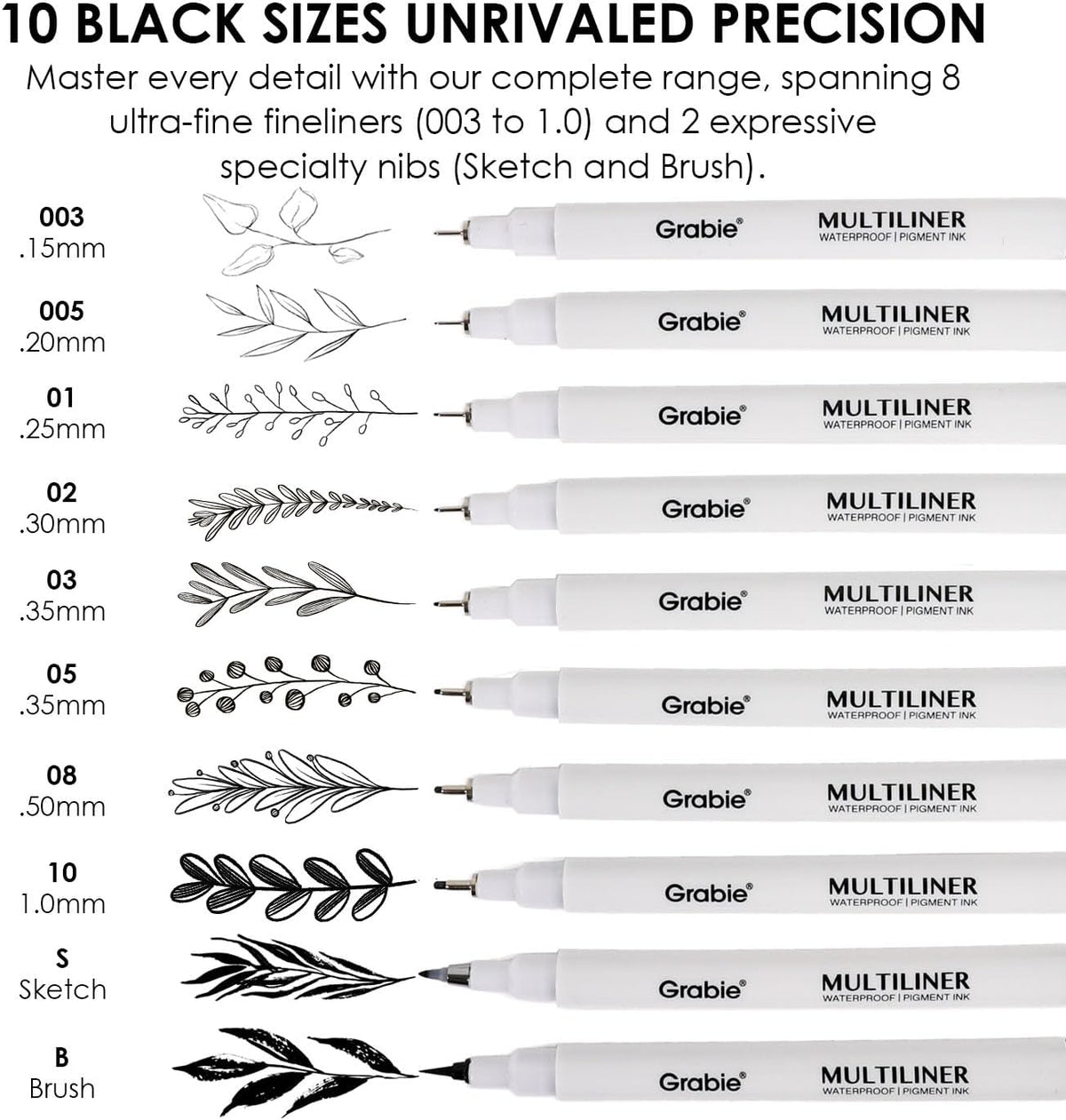 Micro Fineliner Pens, 6 Black Waterproof Fine Line Drawing Pens - photo 2