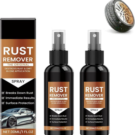 Rust Remover Spray for Metal - New Upgrade Heavy Duty Metal Cleaner for Vehicles, Tools, Chains, Multi-Surface Cleaner, Iron Out Rust Stain Remover, Fast-Acting Oxidation Remover (2Pcs, 1 Oz Each)