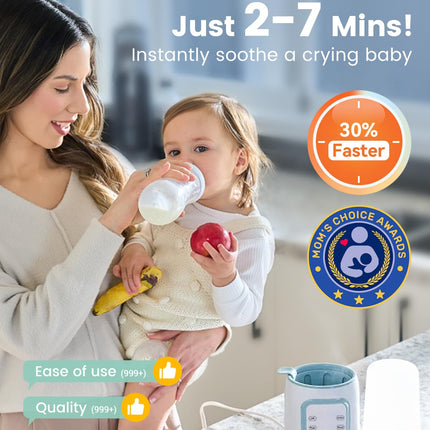 Grownsy Bottle Warmer, 8-in-1 Fast Baby Milk Warmer with Timer for Breastmilk or Formula, Accurate Temperature Control, Multifunctional Baby Bottle Warmers for All Bottles- Blue