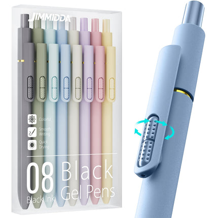 8 Pack Gel Pens, Black Ink Quick-Drying No Smudge with Fidget
