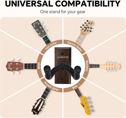 Guitar Wall Mount - Solid Beech Wood Guitar Hanger with 5pcs Picks for Acoustic, Electric, Bass, Banjo - photo 4