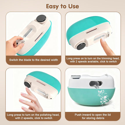 Adjustable Blade Opening Electric Nail Clipper for Thick & Thin Nails, Electric Nail Clippers for Seniors & Adults, Baby Electric Nail Trimmer, Automatic Nail Clipper for Fingernail & Toe (White)