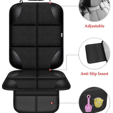 Meolsaek Car Seat Protector for Child Car Seat, Durable 600D Fabric Waterproof Car Seat Cover with Thick Pad Non-Slip Backing，No Imprints (Black 1pc)