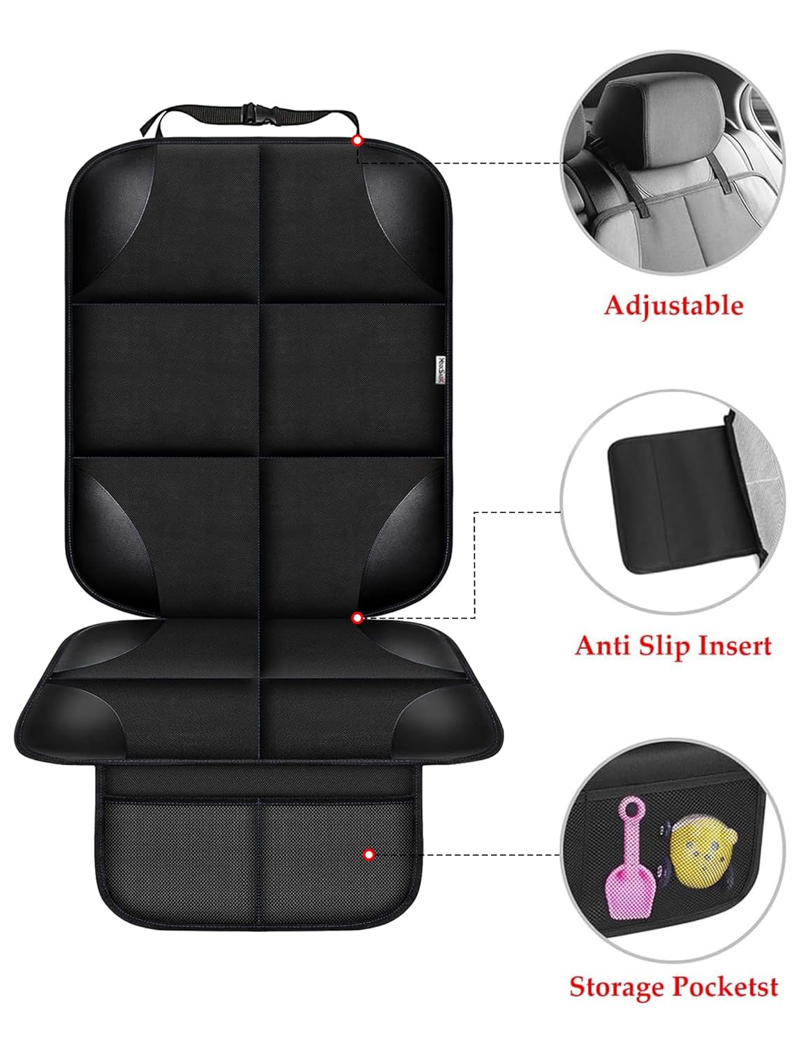 Car Seat Protector for Child Car Seat - Black 1pc - photo 3