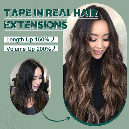 Benehair Remy Tape in Hair Extensions Human Hair Ash Blonde&Bleach Blonde Seamless Skin Weft Tape in Real Human Hair Extensions Wavy Hair 22 Inch 50g #18P613 20 pcs