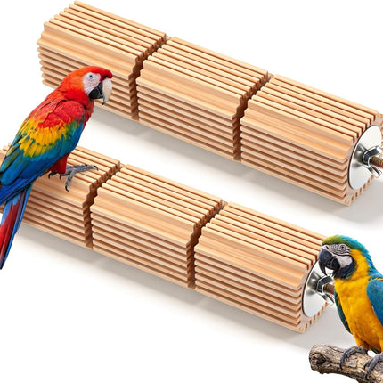 CroBlissful 2 Pcs Wooden Parrot Chew Toys Natural Wooden Bird Foraging Toy Chew Accessories Relieve Boredom and Anxiety, Foraging Toys, for Parakeet, Cockatiel, Conure, Budgie, Lovebird (S)