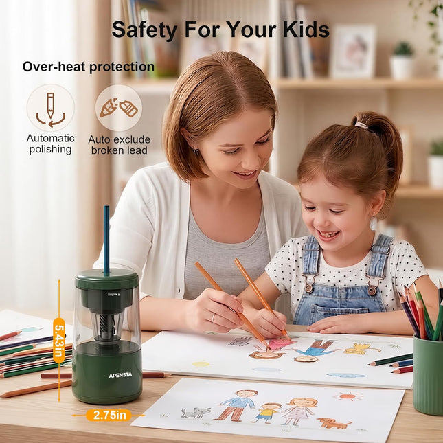 Electric Pencil Sharpener with Adjustable Tip Thickness