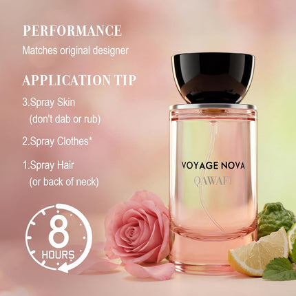 Voyage Nova Eau de Parfum for Women, Lychee Bergamot Ginger, Rose Peony Cocoa Blossom, Elegant Patchouli, Long Lasting Spring Fall Perfume, 50ml 1.7fl oz