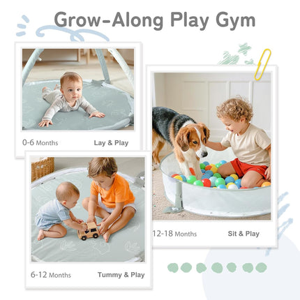 Mallify 5-in-1 XL Large Baby Gym & Ball Pit, Play Mat & Play Gym, Combination Baby Activity Gym with Milestone Cards for Sensory Exploration and Motor Skill Development, Balls are not Included