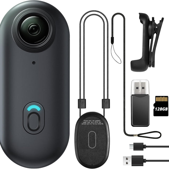 Mini Wearable Body Worn Action Camera, FHD 1080P, 128GB, Black