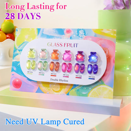Glass Rose Pink Green Cat Eye Gel Nail Polish Set, 6 Pack - photo 5
