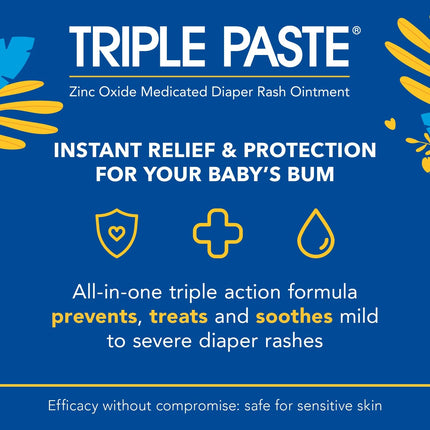 Triple Paste Diaper Rash Cream, Hypoallergenic Medicated Ointment for Babies, 2 oz, Multi, (SU-001) (Packaging May Vary)