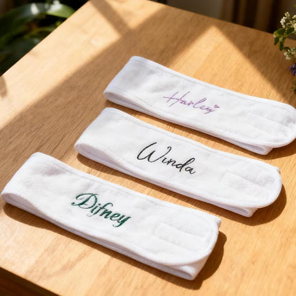Personalized Embroidery Spa Headbands for Women Custom Soft Adjustable Face Wash Headband for Face Washing, Shower, Facial Mask, Yoga