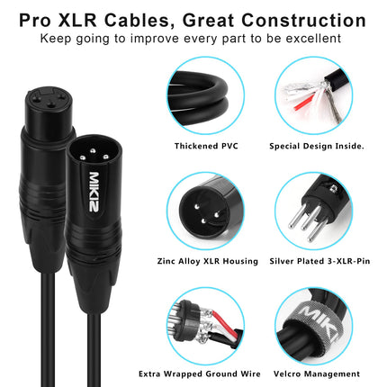 XLR Cables for Microphone 50 Feet 2-Pack