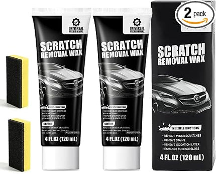 2Pcs Car Scratch Remover Wax, Universal Premium Polishing Compound for Deep Scratches, with two Sponge, Scratch Removal Wax (120 ML)