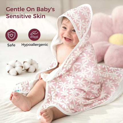 Momcozy Baby Towel with Hooded - Ultra Soft & Absorbent Large Bath Towel Set for Comfort & Gentle on Baby's Skin - Shower Gift & Bath Essential & Baby Registry Search for Newborn,Infant,Toddler,Kids
