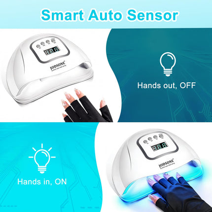 JODSONE U V LED Nail Lamp with Gloves Kit, Nail Dryer for Gel Nails Professional for Home and Salon