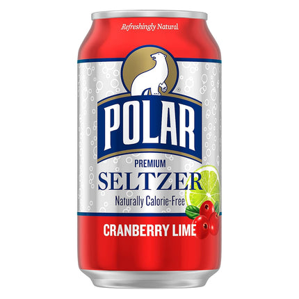 Polar Seltzer Water Cranberry Lime, 12 fl oz cans, 18 pack
