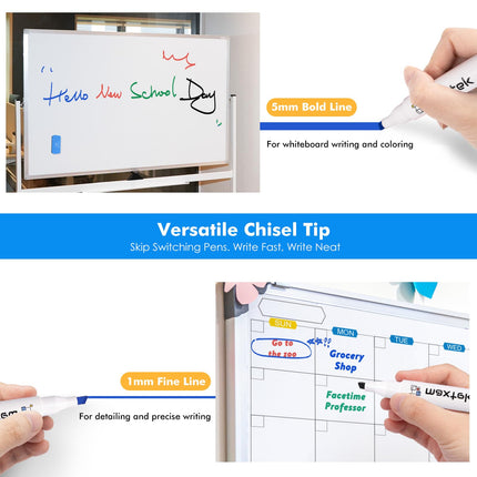 Dry Erase Markers with Magnetic Eraser, Chisel Tip, 4 Count