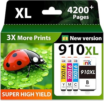 910XL Ink Cartridges Combo Pack, Black and Color, 4 Pack