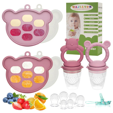 Baby Breastmilk Popsicle Molds & Baby Fruit Feeder (6 Pack), Infant Food Freezer Tray Storage Containers, Silicone Teething Pacifier Feeder and Teether for Babies,Babies Feeder