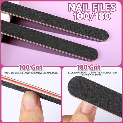 Limás y pulidores de uñas, kit de limas de uñas de 20PCS. Bloque pulidor rectangular y lima de uñas de 7 lados de 100/180 Grit y pulidor. Kit de preparación de uñas. Herramientas de manicura