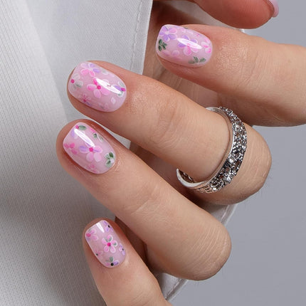 CurvLife Soft Gel Extra Short Press On Nails Square, Long-Lasting 30Pcs Reusable Stick On Fake Nails Kit with Glue Tabs, Glossy Salon-Style Manicure for Women Teens Beginners, At-Home (Spring Whisper)