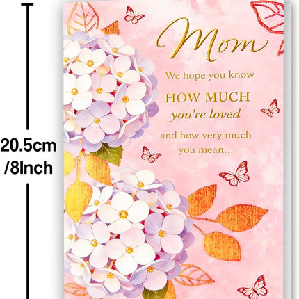 Happy Mothers Day Card for Mom, Beautiful Floral Mothers Day Gifts from Daughter Son Kids, Elegant Mom Appreciation Card with Heartfelt Message