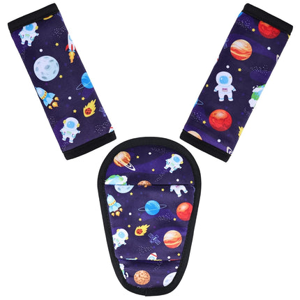 3 Pcs Car Seat Stroller Straps Pads for Baby, Newborn Soft Shoulder Strap and Crotch Covers, Universal Shoulder Straps Pads for Car Seat, Pushchair, High Chair (Starry Sky)