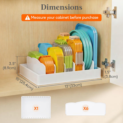 Kitchen Cabinet Organizer for Food Contanier Lid with 7 Sections