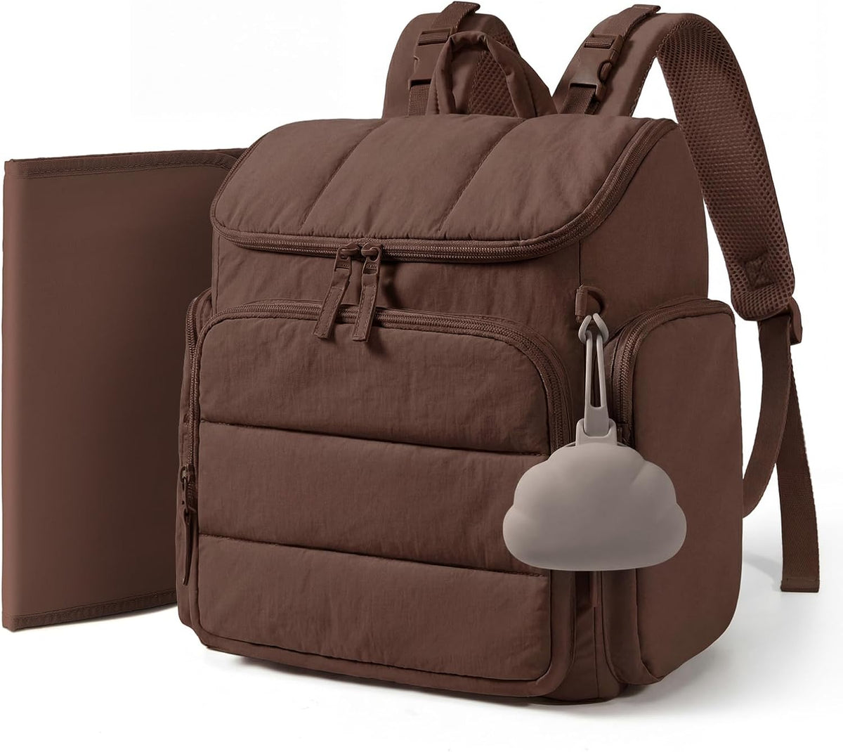 Coffee Diaper Bag Backpack with Changing Pad and Stroller Straps