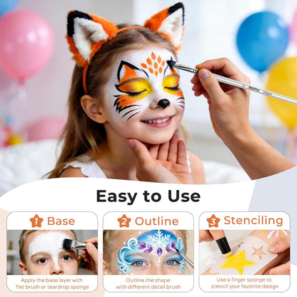 12pcs Face Paint Brushes Set with 9 Sponges Set, Professional Paint Brushes for Face Painting, Body - photo 5