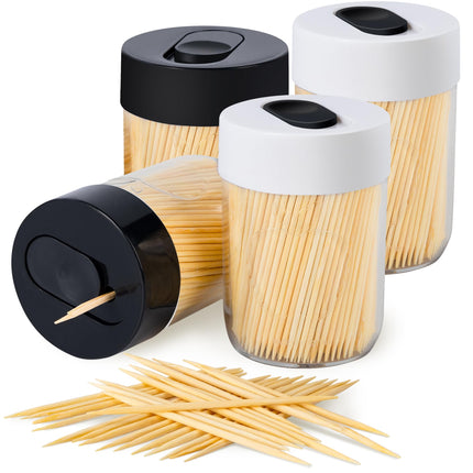 Palillero resistente con palillos de madera natural para limpieza dental, decoración única para el hogar, regalo original (2, azul)