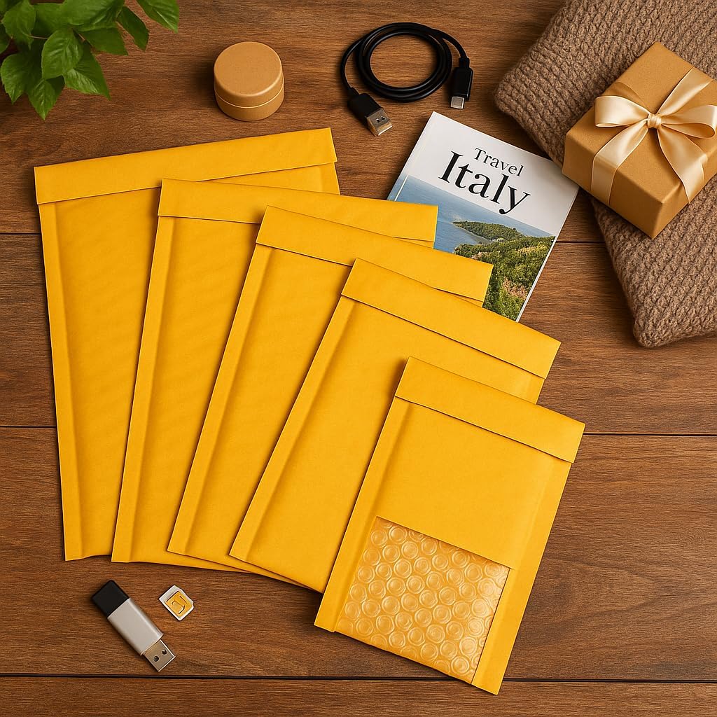 6x9 Bubble Mailers, 25 Pack Padded Envelopes, Self Seal Shipping Mailers for Small Business, Lightweight - photo 3