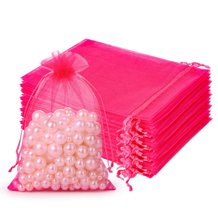100PCS Sheer Organza Bags, White Wedding Favor Bags with Drawstring, 4x4.72 Jewelry Gift Bags for Party, Jewelry, Christmas, Mother's Day, Festival, Bathroom Soaps, Makeup Organza Favor Bags