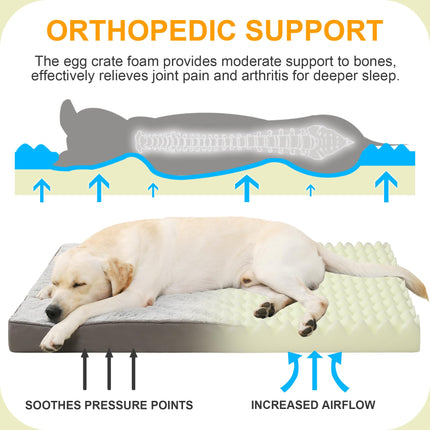 Cama ortopédica para perros grandes con forro impermeable, gris, 35x22