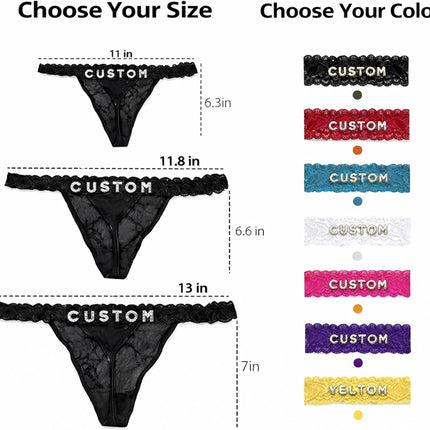 Personalized Thong for Women with Name – Custom Rhinestone Letter Lace Underwear, Long-Lasting Adhesion & Odor-Free Ready to Wear, Sexy Gift for Girlfriend Wife Valentine's Day Birthday Anniversary