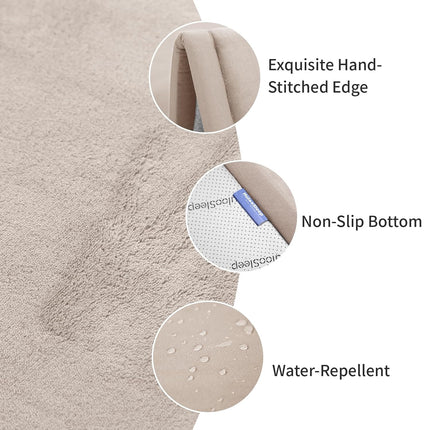 Huloo Sleep Play Mat for Babies Toddlers,1.3" Thick Elasti-Foam Anti-Fall Cushion Mat for Kids Room,28×72 Bedroom Bedside Rugs,Water-Repellent Soft Coral Velvet,Non-Slip(Beige)