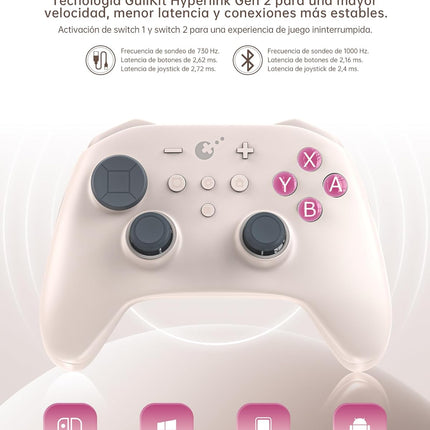 GuliKit TT Pro Wireless Controller for PC, Android, iOS, Switch 1/2, 720° Adjustable TMR Joystick, with 950mAh Long-Lasting Battery, Switch Wake-Up Function and 4 Detachable Metal Back Buttons-GB