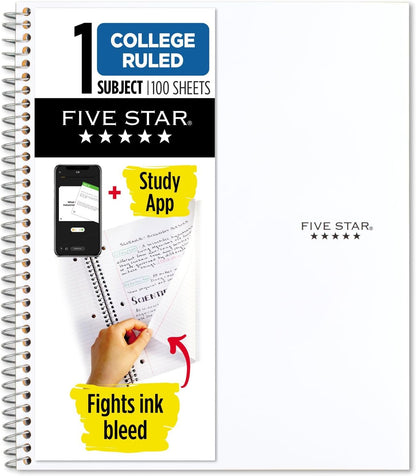 Spiral Notebook + Study App, 1 Subject, College Ruled Paper