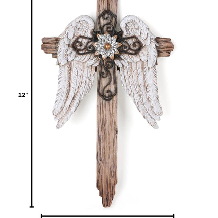 Home Decor Rustic Angel Wings Crosses Wall Décor 12" H Wall Cross