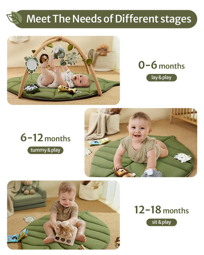 Oversize Leaf Shaped Baby Play Gym & Activity Mat with 6 Detachable Toys - photo 4
