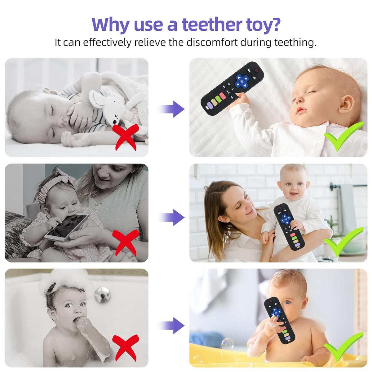 Baby Teether Toy, TV Remote Control Shape, Black, Ages 3-24 Months - photo 4