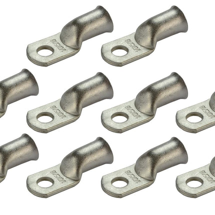 TEMCO 10 Pack Tinned Copper Welding Battery Cable Ends, Lugs Terminal 1/0 AWG 5/16" Hole - Marine Grade (6 AWG to 1/0 AWG Options Available)