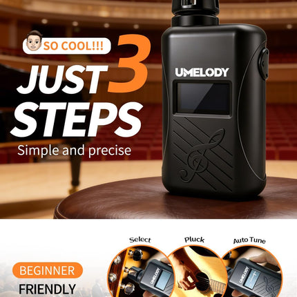 Automatic Guitar Tuner 3-in-1 with Metronome & String Winder, Smart Digital Chromatic Tuning Tool for Acoustic & Electric Guitar, Ukulele Tuner for Beginners and Musicians