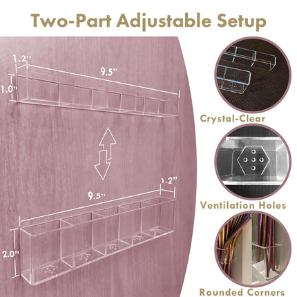 Acrylic Straw Holder for Cabinet Door - Organizer & Dispenser with Smooth Rounded Edges for Kitchen Accessories Storage, Adhesive Circles Included (Clear Transparent)