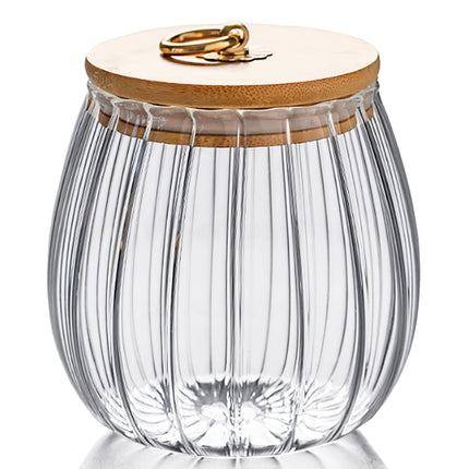 Glass Coffee Nuts Canister Airtight Jar with Bamboo Lid 23 FL OZ Small Oval