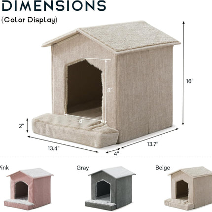 Cat Beds for Indoor Cats,Cat Houses,Cat Cave with Orthopedic Cushion,Foldable Cat Condos,Hideaway,Shelter,Beige Cat Tent for Small Dogs and Rabbit,Squirrel