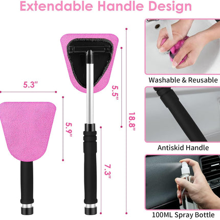 17pcs Car Cleaning Kit, Pink Car Interior Detailing Kit with High Power Handheld Vacuum, Detailing Brush Set, Windshield Cleaner, Cleaning Gel, Complete Auto Accessories for Women Gift